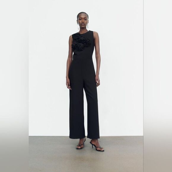 Zara TEXTURED FLORAL CREPE JUMPSUIT - Picture 7 of 15